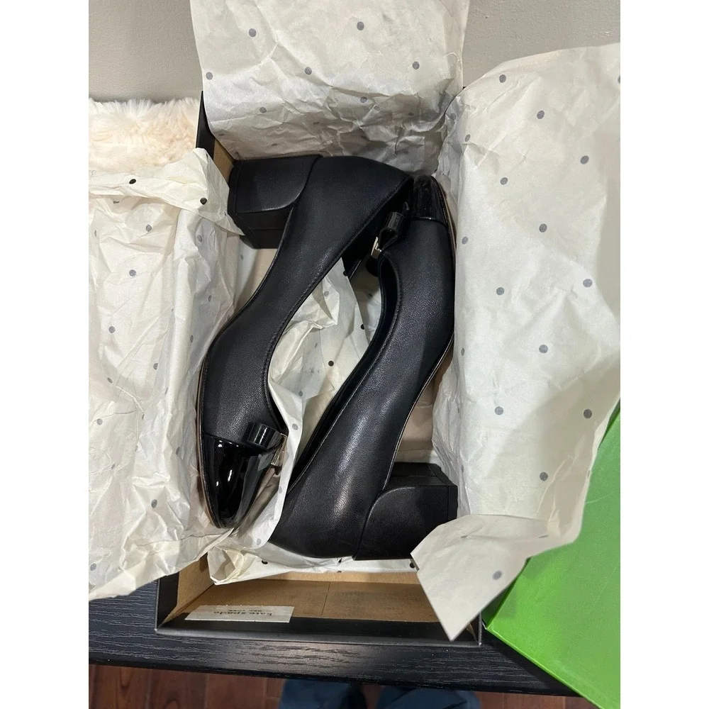 Womans‎ Kate Spade Deco Bow Ballet Pump Modern Glam Black Heels